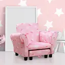 HOMCOM Toddler Chair Children's Armchairs Wood Frame w/ Footrest Anti-Slip Legs High Back Arms for Bedroom Playroom Cute Clou image 2