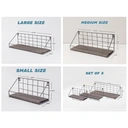 KEVAHOME GREY METAL WIRE WALL SHELF W GREY BOARD S/3  L:18X6X6 M:14X5X6 S:11.5X4X5, New Year Sale , Top gift picks image 1