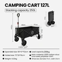 ochama Collapsible Compact Camping Wagon 127L Off-White, 200kg Load Capacity, 250L Stackable Capacity, Dual Brake 360° Swivel Wheels, Space-Saving Storage, Heavy-Duty Spray-Painted Steel Tubes, Perfect for Camping, Picnics, Vending, Shopping, Grocery Runs & Moving image 7
