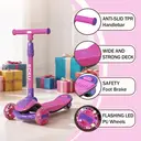 Neuleb YFQ Kids Kick Scooter, LED Lighted Wheels and 4 Adjustable Height Handlebars, Lean-to-Steer & Widen Anti-Slip Deck, 3 Wheel Scooter for Boys & Girls Ages 3-10 and up to 30 Kg image 2
