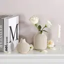 [3Pcs] 5.9in/15cm, Ceramic Vase Beige - Minimalist Vases with Rill Design, Compact Transitional Decoration for Living Room, Bedroom, Office image 7