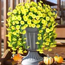 Yuejia Lot de 4 bouquets suspendus de fleurs artificielles en soie liseron jaune - 75 cm image 1