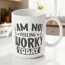 Alphynix 1 Mug blanc 33cl avec citation "JE N'AI PAS ENVIE DE BOSSER AUJOURD'HUI" en typographie ludique, cadeau de Noël ou Thanksgiving humour travail relatable,Le cadeau de la saint-valentin, cadeau d’anniversaire image 1