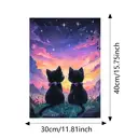 Kit de Peinture Diamant 5D JU7CER - Chat Ciel Étoilé pour Adultes | Set de Peinture DIY | Décoration Murale Maison 30×40cm (12×16 pouces) image 1