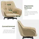 CLIPOP 360° Swivel Dining Chairs Cream Faux Leather Upholstered Kitchen Chairs without Wheels Ergonomic Office Desk Chair with Arms and Metal Legs for Home Restaurants 0407-s cream 55*45*82.5 cm image 5