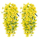 Yuejia Lot de 4 bouquets suspendus de fleurs artificielles en soie liseron jaune - 75 cm image 0
