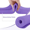 Miss Lulu Good Nite Yoga Mat Exercise Mats Workout Pilates Fitness Mat for Women Men Non-Slip Thick 10mm High Density Gymnastics Mats with Carry Strap Tpe 183 x 61 x 1cm (Green/Black) Purple 183*61*1cm image 1