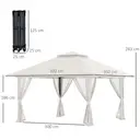 Outsunny Tonnelle de jardin extérieur barnum de jardin pop-up tente pliant 4 x 4 m double toit protection UV 50+ 4 moustiquaires, 4 sacs de sable, 1 sac de transport tissu Oxford métal blanc image 2
