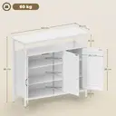 HOMCOM Industrial Kitchen Sideboard with Open Shelf, 2 Cabinets, Adjustable Shelves, Sideboard Buffet for Entryway, Living Room, Dining Room, White image 2