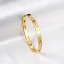 18K Gold Plated Stainless Steel Bangle for Women, Inlaid Round Cubic Zirconia Stones, Classic Luxury Cuff Bracelet image 5