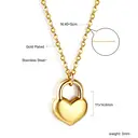 18K PVD Gold Stainless Steel Heart Lock Pendant Necklace, 40+5cm Dainty Love Choker image 2