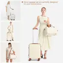 Kono 2-Piece Set Lightweight 51.5x38x21cm ABS Hard Shell Travel Carry-On Suitcase with TSA Combination Lock and Ryanair 40x20x25cm Cabin Bag, Cream White image 5