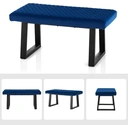 CLIPOP Upholstered Dining Bench, 100 cm Velvet Padded Seat, Ottoman Bench Hallway Bench with Sturdy Metal Legs, Dining Room Bench Seating for Entryway Living Room Bedroom Blue image 7