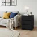 Ochama x SONGMICS Set of 2 Nightstands with Charging Station, Bedside Tables, Side End Tables with 3 Drawers, for Bedroom, Black image 4