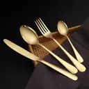 FangYuan Set de 4 couverts classiques en acier inoxydable compatible lave-vaisselle - Or image 6