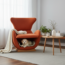 URBAN MEUBLE Fauteuil de salon design aspect requin-baleine, Tissu rouge brique, 66 x 69 x 76 cm image 9
