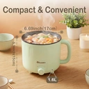 IAGREEA Portable Electric Cooker 1.6L Ramen Cooker Ramen Noodle Cooker - Dual Power Mini Ramen Maker Multi-Functional Lazy Pot, Non-Stick Noodle Cooker with Boil Dry Protection for Pasta Noodles Egg Soup, Compact for Dorm Office (Green) image 1