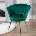CHAIRUS Chaise d'appoint en velours en forme de pétale avec pieds dorés - Vert image 1