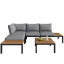 Garten-Lounge-Set (2 Zweisitzer, 2 Beistelltische, 1 Tisch), Grau image 0