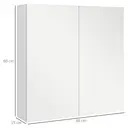 kleankin Bathroom Mirror Cabinet, Wall Mounted Bathroom Storage Cupboard with Adjustable Shelf, 60W x 15D x 60Hcm, High Gloss White image 2