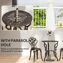 Outsunny 3 Pieces Outdoor Bistro Set, Vintage Patio Furniture Set with Round Table, Umbrella Hole and Chairs, for Garden, Balcony, Brown image 3