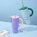 JORDAN&JUDY Subor Double-Wall Steel Tumbler with Straw, Large Capacity Car Water Tumbler, High-Quality Ice Cup Green (920ml) image 6