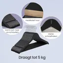 SONGMICSHOME  20-delige Kledinghangers, Houten Kostuumhangers met Antislip Inkepingen, Draaibare Haak voor Kast, Zwart image 6