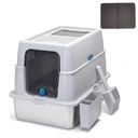 Nobleza Closed stainless steel cat litter box/With cat litter mat and cat litter scoop/L60*W40*H44cm/Grey/UKHigh-quality stainless steel, wear-resistant and scratch-resistant;Large size, more comfortable and spacious;Easy to clean, no odor;Complete accessories image 0