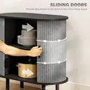 HOMCOM Fluted Sideboard with Tambour Sliding Doors, Modern Storage Cabinet, Kitchen Cupboard with Storage Shelves and Wooden Legs for Living Room, Dining Room, Grey image 4