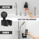 TAILI Support de verre à vin à ventouse pour douche, porte-gobelet de bain mural amovible pour bière, vin, boissons, à apprécier dans le spa, salle de bain, cuisine, etc. Noir image 5