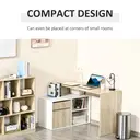 HOMCOM L-Shaped Desk, Corner Computer Desk with Storage Drawer, Adjustable Shelf, Cabinet for Home Office and Study, 120 x 92 x 75cm, Oak and White image 5