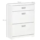HOMCOM Shoe Cabinet, Slim Shoe Storage Cabinet with Drawer, 2 Flip-up Doors and Adjustable Shelf, Narrow Shoe Cupboard for 16 Pairs of Shoes for Entryway, Hallway, White image 2