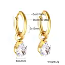 18K Gold Plated Teardrop Crystal Hoop Earrings, Pear Cut Cubic Zirconia Dangle Huggies image 1