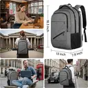 Laptop Backpack， 17 Inch College Backpack for High School， Large Travel Rucksack Water Resistant Laptop Bag Business Work with USB Charger Port， Anti Theft TSA Rucksack for Men Women， Grey， New Year Sale ， Top gift picks image 3