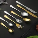 FangYuan Set de 4 couverts classiques en acier inoxydable compatible lave-vaisselle - Or image 8