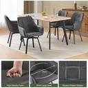 CLIPOP 360° Swivel Dining Chairs Green Faux Leather Upholstered Kitchen Chairs without Wheels Ergonomic Office Desk Chair with Arms and Metal Legs for Home Restaurants 0407-s grey 55*45*82.5 cm image 4