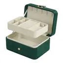 SONGMICSHOME  Portable Jewelry Box, Travel Jewelry Case, 2-Layer Jewelry Organizer, for Larger Accessories, PU Surface, Gift, Green image 0