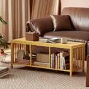 HOMCOM Bamboo Shoe Bench with Seat for Two People, 102cm Modern Entryway Shoe Bench with Open Shelf for Entryway Hallway Bedroom, Natural Wood Finish image 8