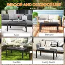 Outsunny Garden Coffee Table, Rectangular Patio Side Table with Steel Frame and Slat Tabletop for Outdoor, Balcony, 101.5 x 61cm, Grey image 4