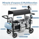 Sekey Poussette pour 2 enfants pliable avec toit, double poignée et siège double avec 2 systèmes de harnais à 5 points intégré - Gris image 3