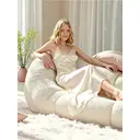 narrow lace v-neck beige silk-like suspender dress  XL image 4