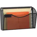 Senhoglb Porte-documents mural A4 en maille métallique, format paysage, 1 Pocket, avec plaquette d’étiquetage, Noir, Offre spéciale Nouvel An, Idées cadeaux image 0