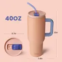 Bottle Bottle 40oz Stainless Steel Vacuum Tumbler with Handle & Straw, Peach image 3