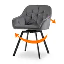 CLIPOP 360° Swivel Dining Chair Velvet Upholstered Desk Chairs without Wheels Ergonomic Office Chair with Arms and Metal Legs for Home Study 0197-s deep grey 54.5*46*80 cm image 0