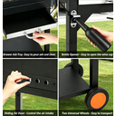 Schwerlast-Bollerwagen-Grill, tragbarer Outdoor-Grill mit 2 Seitenablagen, Rädern und Aufbewahrungsregal, Aufbewahrungsablagen und Rädern, Outdoor Smoker BBQ-Grill für Garten, Terrasse, Hinterhof, Camping & Picknick, Schwarz image 4