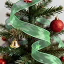 JU7CER 2-piece iridescent fishtail ribbon set [Lime Green] 4.5cm x 9m bow-tie wave-patterned sheer ribbon Solid-colour silk ribbon floral packaging material image 1