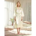 narrow lace v-neck beige silk-like suspender dress  XL image 2