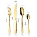 FangYuan Ensemble de 16 couverts en acier inoxydable texturé compatible lave-vaisselle - Or image 3