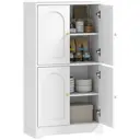 HOMCOM 110cm Kitchen Cupboard, Freestanding Kitchen Storage Cabinet with 4 Arched Doors and 2 Adjustable Shelves, Modern Pantry Cupboard for Dining Room, White image 0