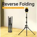 Support de Projecteur 1,6 m Trépied Pliable à l'Envers en Métal avec Support de Téléphone Mobile Intégré, Support de Sol Réglable Multifonctionnel Compatible avec Projecteur, Lumière Anneau LED, Appareils Photo DSLR, Téléphones Portables et Caméras d'Action, Idéal pour Tournage en Studio, Diffusion en Direct, Vlog et Support de Fond, Design Compact Gain de Place, Se Pliant à 40 cm image 8